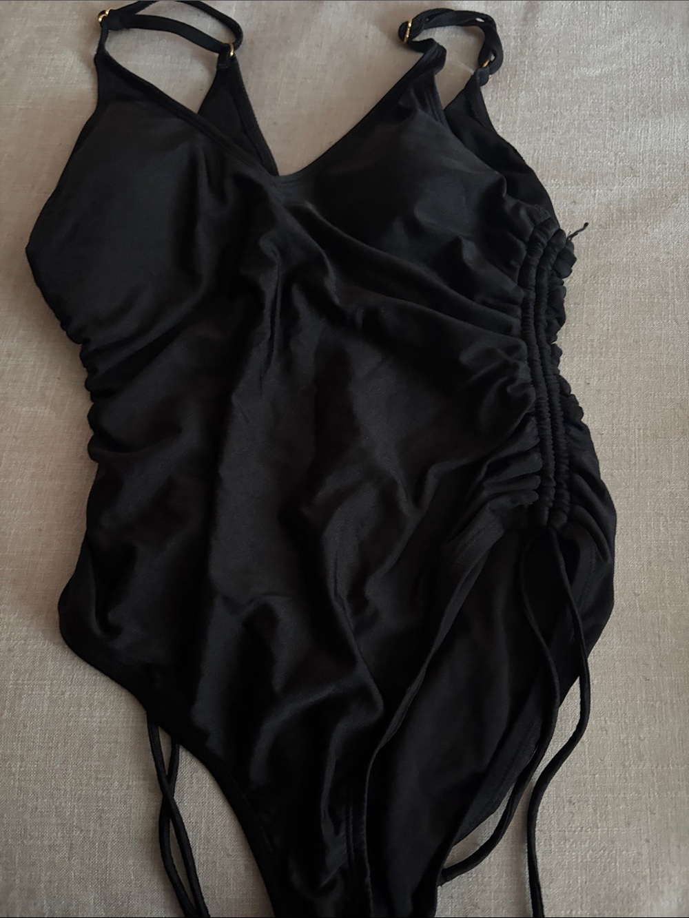 Black Ruched Side One-Piece Swimsuit - Women's